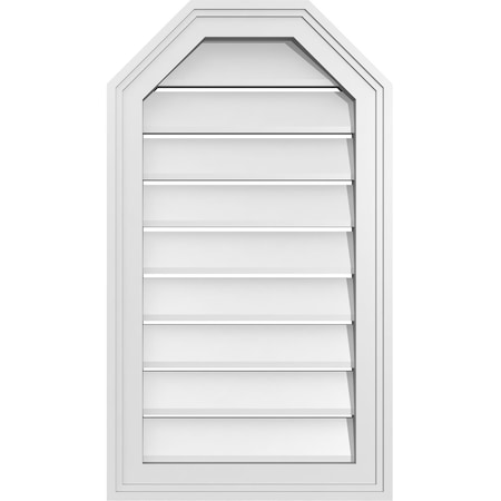 Ekena Millwork Octagonal Top Surface Mount PVC Gable Vent w/ 2"W x 1-1/2"P Brickmould Frame, 16"W x 28"H GVPOT16X2802SF